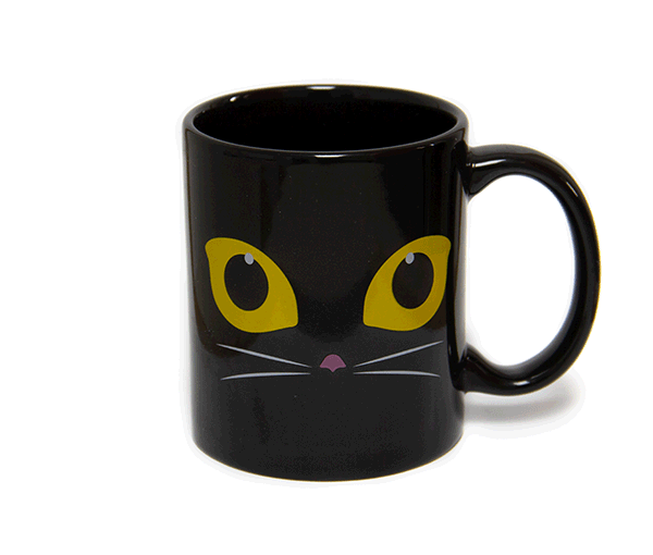 Taza de gato negro, tazas de café para mascotas, taza de gato floral, taza  de gato